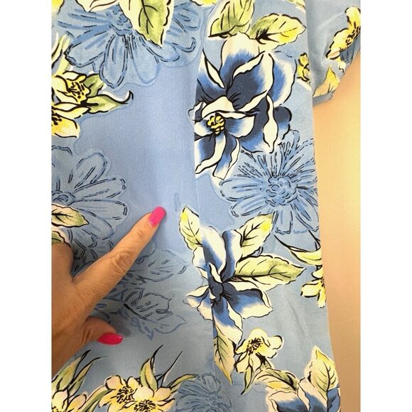 Metro Style Blue Silk Floral Maxi Dress 14 Elegant Fitted Summer Garden Cottage - Picture 6 of 14